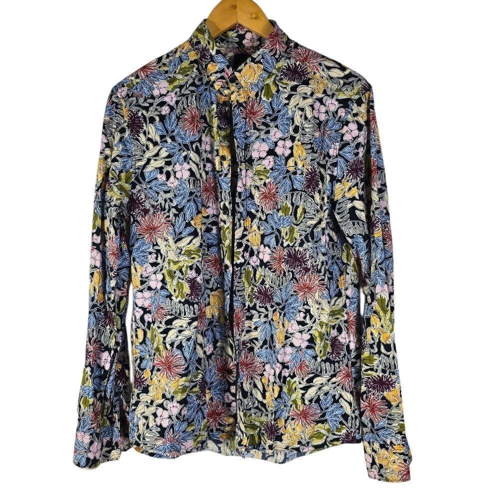 H&M Black and Blue Floral Blouse